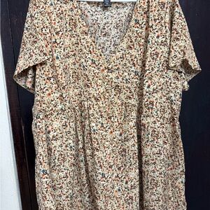 SHEIN Multicolor Floral V-Neck Blouse